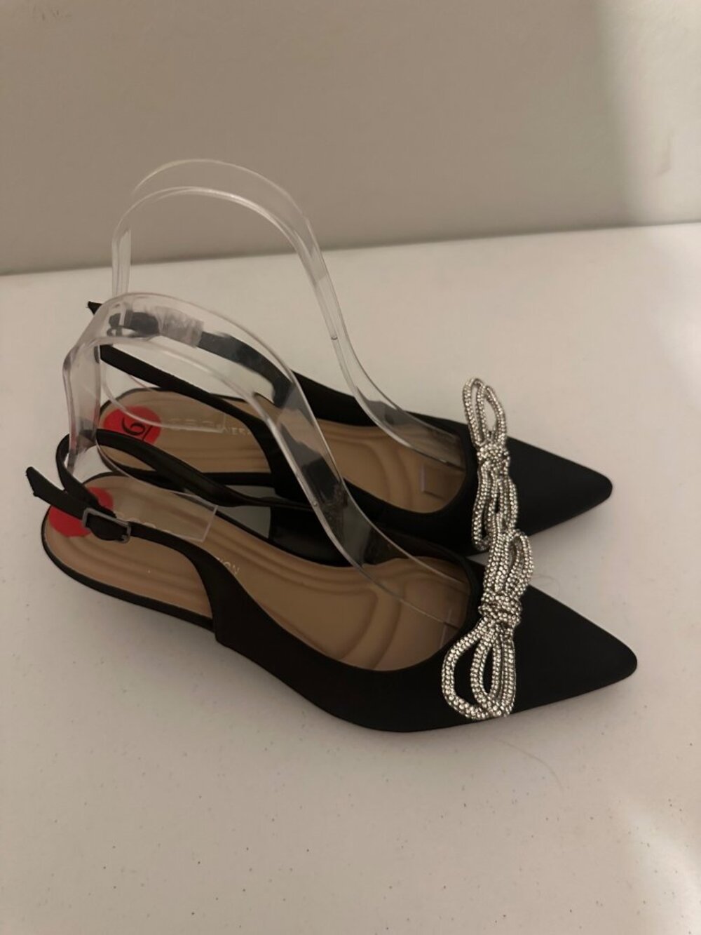 BCBGeneration Donna-2 rhinestone bow slingback kitten heel pumps size 6 - Picture 4 of 6